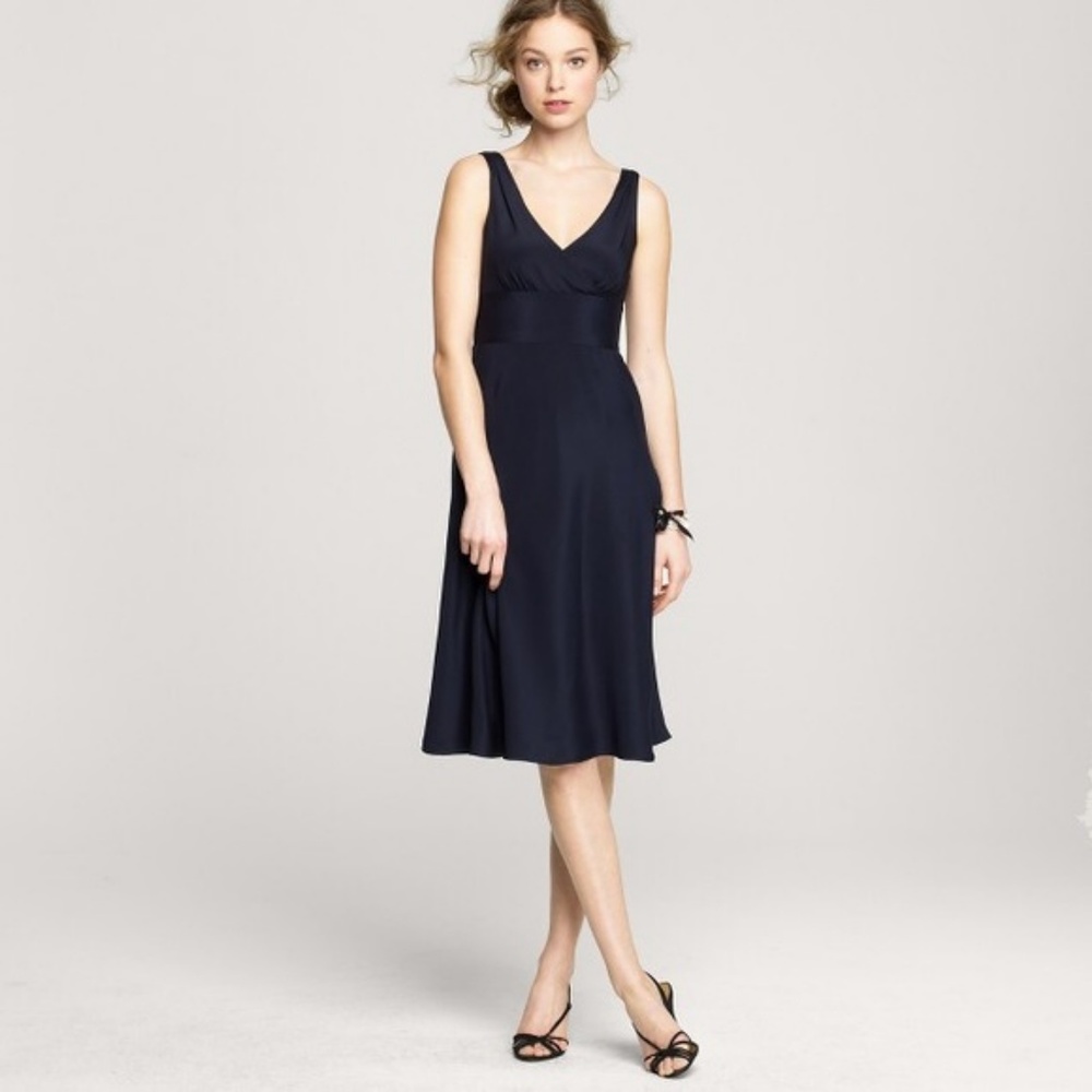 J. Crew Sophia Silk Navy Dress